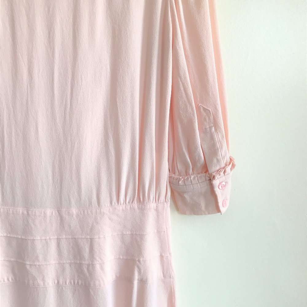 Valentino Pink Silk Crepe Ruffle Snap Front Dress - Picture 6 of 9